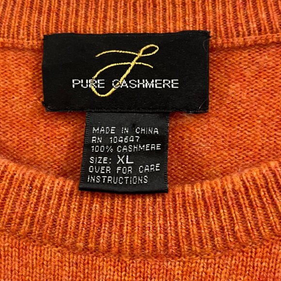 Pure Cashmere Men's crewneck 100% Cashmere XL Pumpkin Orange - Picture 2 of 7